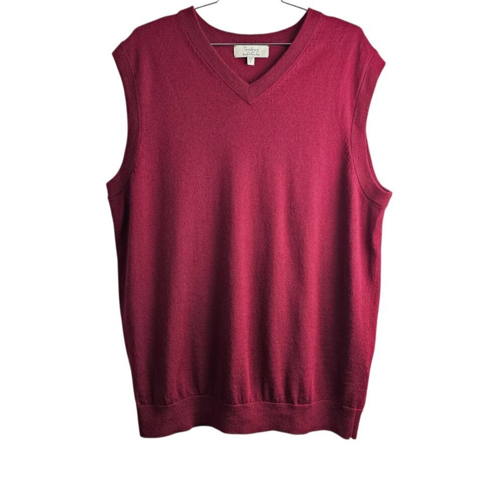 Turnbury Extra Fine Merino Wool Sleeveless Knit Burgundy Sweater Vest